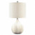 Casual Ceramic Table Lamp, Transparent White Glaze Finish, Drum Hardback Fabric Shade, 11" W x 11" D x 21" H, Off White