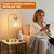QiMH Industrial Table Lamp for Bedroom Set of 2, Clear Glass Beside Lamp with USB A&C Ports, Stepless Dimmable Gold Lamps
