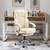 6-Point Massage Office Chair with Reclining Backrest, Heated Leather Computer Chair for Home Office(Cream)