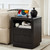 Black Nightstand with Charging Station, 23.6" H Modern Bedside Table with Thickened Curved Profile Design