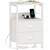 Side Tables with USB Ports & Outlets, Night Stand with Storage Shelf & Hooks, for Living Room/Bedroom, White