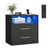 23.6 Inch Wide Nightstand with Charging Station, LED Lights, Modern Night Stand, Side End Table with Drawers