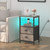 LED Night Stand Set of 2, Bedside Table End Table with Drawer, Bedroom Tables with 2 Fabric Drawers