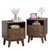 Fluted Nightstand Set of 2 with Charging Station, Modern Bedside Table with 2 Drawers, End Table with Open Storage