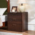 LEYAOYAO Fluted Farmhouse Nightstand Set of 2 with Charging Station, 23" Wide 3 Drawers Night Stand,Walnut Dresser for Bedroom