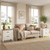 Farmhouse Nightstand Set of 2 with Charging Station, 22'' Wide Bedside Table with 2 Drawers & Metal Handle