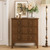 Night Stand, Fluted 3 Drawer Wide Farmhouse Nightstand with Gold Handle