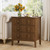 Night Stand, Fluted 3 Drawer Wide Farmhouse Nightstand with Gold Handle