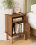 Modern Side Accent Table with Open Shelf, Wooden Top Bedside End Table for Bedroom, Living Room, Walnut