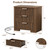24" Fluted Night Stand Set of 2 with Charging Station, Wood Bedside Table with 2 Drawers and Open Shelf