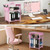 Pink Small Nightstand, Kids Nightstand for Bedroom, End Table with Hooks and Holder