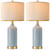 24.25" Modern Ceramic Blue Table Lamps Set of 2 for Living Room Bedroom Bedside Table Lamp for Night Stands