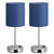 Blue Touch Lamps for Nightstand Set of 2 - Bedside Table Lamp for Bedroom with Dual USB Ports & AC Outlet