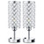 Hong-in Crystal Lamp Touch Control Set of 2, Sliver Crystal Table Lamps with USB C+A Ports & AC Outlet, 3-Way Dimmable Nightstand Touch Lamp