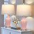 23" Ceramic Table Lamps Set of 2,  Elegant Bedroom Lamps for Nightstand Dining Room Desk Side End Table Home Decor, Pink