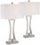 31" Tall Set of 2 with Dimmers Brushed Nickel Off White Fabric Rectangular Shade for Bedroom Living Room House Bedside Nightstand Home