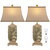 WIHTU 25" Vintage Table Lamps, Set of 2, Farmhouse Resin Table Lamp for Living Room Bedroom Nightstands, Rotary Switch, Carved Leaf(2 Bulbs Included)