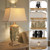 WIHTU 25" Vintage Table Lamps, Set of 2, Farmhouse Resin Table Lamp for Living Room Bedroom Nightstands, Rotary Switch, Carved Leaf(2 Bulbs Included)