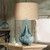 29 1/2" Tall Blue Green Glaze Ceramic Beige Linen Drum Shade for Bedroom Living Room House Home Bedside Nightstand Office Family