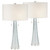 28.5" Tall Set of 2 Light Sky Blue Fluted Glass with Swirl Pattern White Drum Shade for Living Room Bedroom Bedside Nightstand