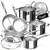 Ciwete 11-Piece Tri-Ply Stainless Steel Pots and Pans Set, 18/10 Stainless Steel Cookware Set