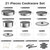 Sanho 21-Piece Pots and Pans Set, Ceramic Nonstick Cookware with Detachable Handles