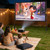 120 inch Outdoor Projector Screen with Stand, Portable Projector Screen Outdoor with Sand Bag for Backyard