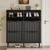 Slim Wooden Shoe Storage Organizer with Modern Fluted Pannel，Freestanding Narrow Hidden Shoe Rack for Hallway