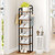 Hzuaneri 6 Tiers Vertical Shoe Rack, Narrow Shoe Tower, Tall Shoes Shelf with 2 Hooks, Adjustable Shelves