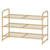 Simple Trending 3-Tier Stackable Shoe Rack, Expandable & Adjustable Shoe Shelf Storage Organizer, Metal Mesh, Gold