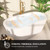 61" Freestanding Bathtubs, Acrylic Soaking Tubs for Adult, Integrated Overflow