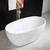 Freestanding White Acylic Soaking Bathtub with Brushed Gold