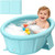 Bathtub with Inflatable Top Edge, Extra Stable Infant Bath Tub, Collapsible & Portable for Baby