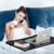 Foldable Laptop Bed Table Tray - Folding Lap Desk with Cup Holder - Portable Serving Breakfast Tray with Storage Drawer/Tablet Stand/for Working, Writing, and Eating on Bed, Sofa, or Floor - Black