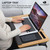 UPLANDIC Laptop Tray – Home Office Lap Desk with Built-in Mouse Pad, Wrist Rest & Phone Holder, Portable Laptop Stand with Cushion, Tablet Slot & Carry Handle, Ideal for Bed & Workspaces (Walnut)