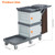 Commercial Traditional Janitorial 2 Cabinet Cleaning Cart, 3 Shelves Housekeeping Caddy with VinylBag and Cover Lid for Office, Hotels, and Apartment, Gray
