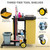 DWVO Janitorial Cart on Wheels, Cleaning Carts, Housekeeping Carts, 3 Shelf Commercial Traditional Plastic Janitor Cart, with 2 Yellow 25 Gallon Vinyl Bag & Rubber Gloves for Restaurant Hotel Home