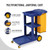 TUFFIOM Commercial Traditional Cleaning 3-Shelf Janitorial Cart, 500 Lbs Capacity Housekeeping Cart, Wheeled with Yellow VinylBag and Cover w Lid, Blue