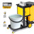 TUFFIOM Janitorial Cart with Key-Locking Cabinet, 3-Shelf Commercial Cleaning Cart, Housekeeping Caddy with Locker,Wheeled with Yellow Vinyl Bag, Black, Great for Hotel, Stores, Schools, and Business
