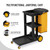 TUFFIOM Commercial Traditional Cleaning 3-Shelf Janitorial Cart, 500 Lbs Capacity Housekeeping Cart, Wheeled with Yellow VinylBag and Cover w Lid, Black,