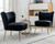 Janoray Velvet Accent Chair Set of 2 Comfy Living Room Chair Armless Slipper Chair Mid Century Side Single Sofa Chair with Golden Legs Wingback for Bedroom Guest Room, Black
