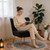 Janoray Velvet Accent Chair Set of 2 Comfy Living Room Chair Armless Slipper Chair Mid Century Side Single Sofa Chair with Golden Legs Wingback for Bedroom Guest Room, Black
