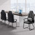 Newnno Leather Office Guest Chair No Wheels High Back Computer Reception Chairs with Padded Arms Waist Pillow for Gaming Meeting Conference Waiting Room, Black
