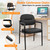 CLATINA Leather Office Guest Chair Sets of 8, Reception Chair No Wheels with Armrests and Lumber Support, Ergonomic Desk Armchair for Meeting Waiting Conference Lobby Room Shool Study, Black