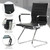 CIMOTA Waiting Room Chairs Leather Office Guest Chair Mid Back Reception Chairs with Sled Base for Meeting/Patient/Conference Room, Black Set of 4