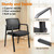 CLATINA Mesh Back Stacking Arm Chairs with Upholstered Fabric Seat and Ergonomic Lumber Support for Office School Church Guest Reception Black 4 Pack Set New Version