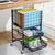 TOOLF 3-Tier Rolling File Cart, Metal Storage Drawer Cart with 2 Sliding File Trays, Adjustable Rod for Hanging Various File Sizes, File Organizer Cabinet on Wheels, for Office, Home, Classroom, Black