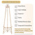 15"L x 25.5"W x 56.5"H Metal Scroll Extra Large Free Standing Adjustable Display Stand Easel with Chain Support, Heavy Duty Easel for Sign, Wedding, Picture Frame, Mirror, Gold (No Assembly Required)