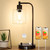 Industrial Table Lamp with USB A+C Ports and Outlet, Fully Stepless Dimmable Modern Nightstand Lamp, Glass Shade Bedside Desk Lamp for Bedroom Living Room Office, 8W 2700K LED Edison Bulb Included.