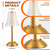 Liliful 30 Pcs Cordless Table Lamp Rechargeable Touch LED Small Gold Portable Battery Operated USB-c Desk Lamp 3 Color Dimmable for Bedroom Living Room Dining (Gold,Rose Style)